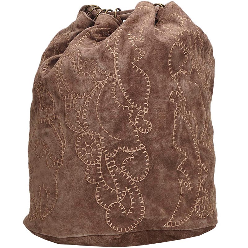 

Prada Suede Embroidered Backpack, Brown