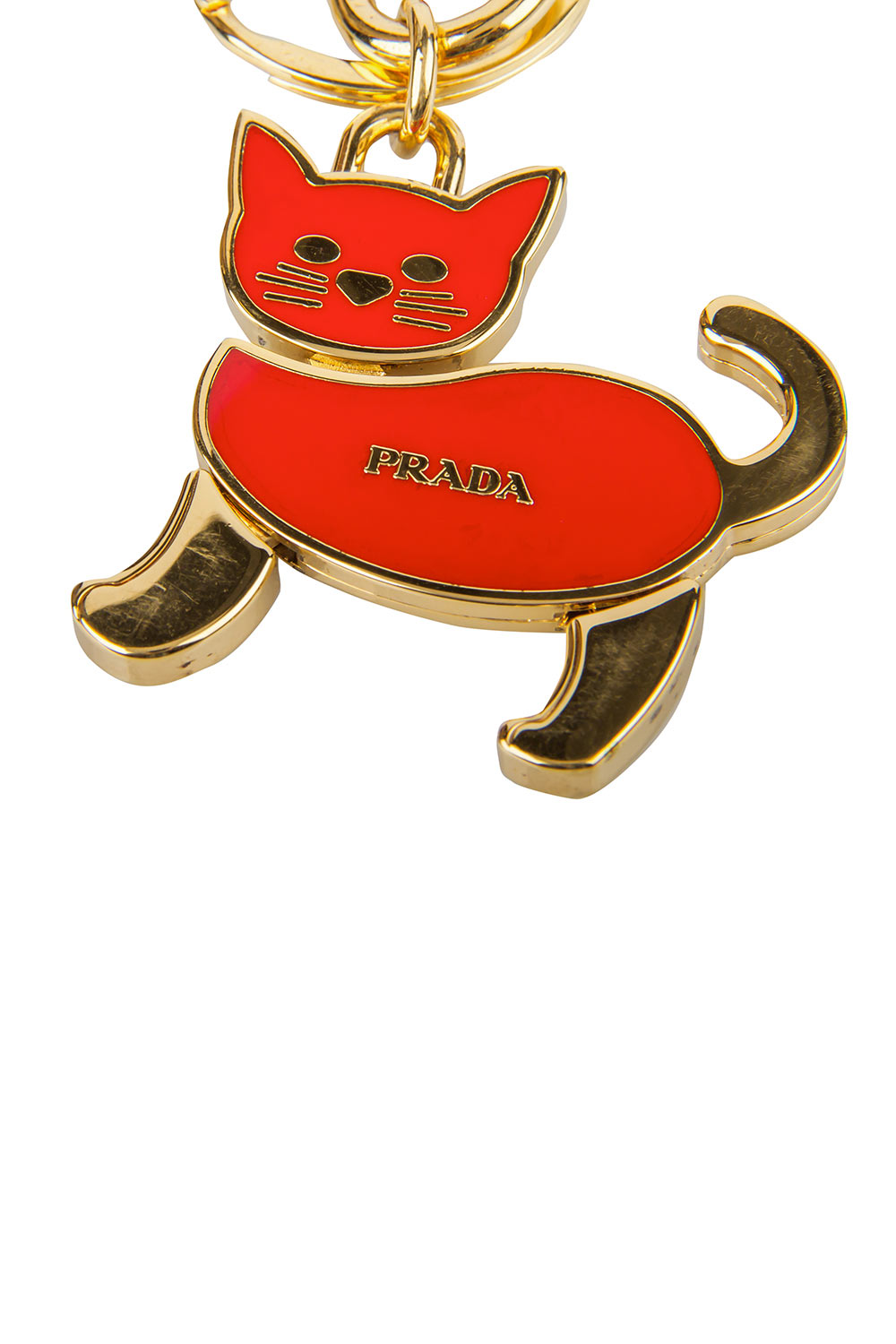 

Prada Red Enamel Gold Tone Cat Bag Charm / Key Ring