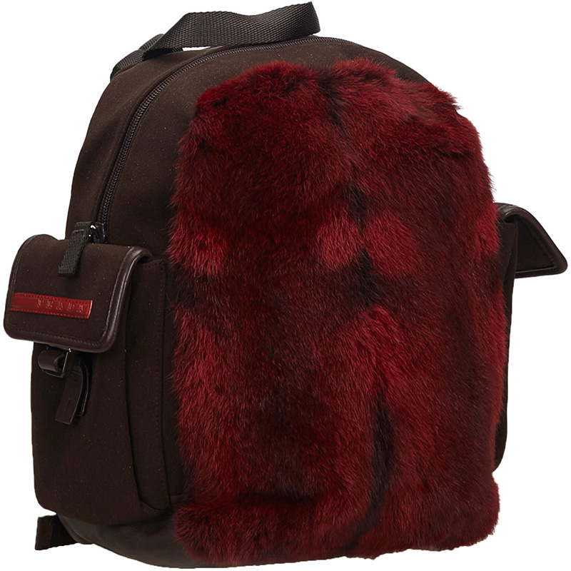 

Prada Red Fur Backpack