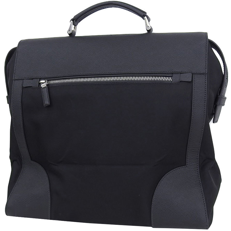 

Prada Black Saffiano Lux Leather Nylon Large Boston Bag