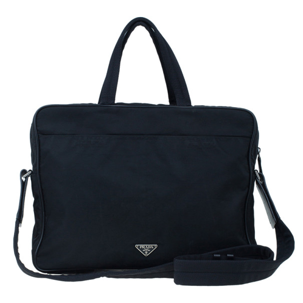 Pre Owned Prada Black Nylon Briefcase
