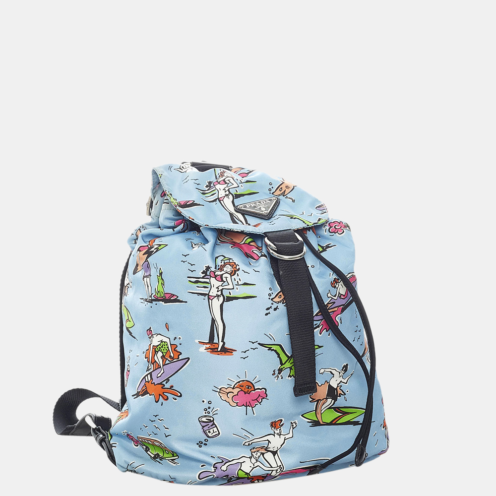 

Prada Blue Tessuto Stampato Drawstring Backpack