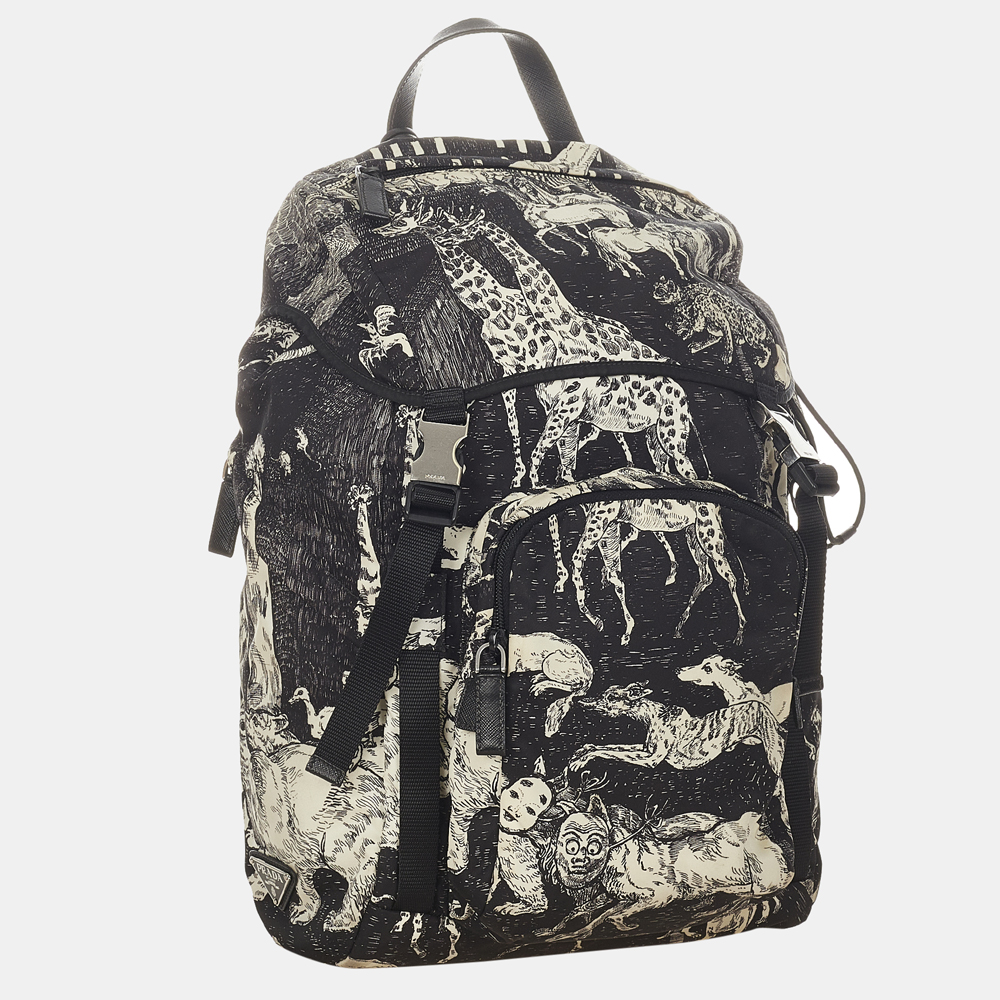 

Prada Black/White Christophe Chemin Print Backpack