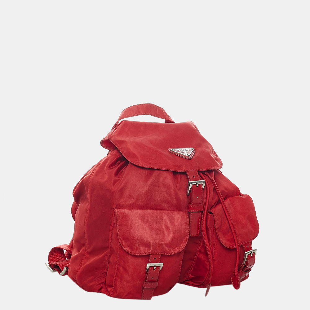 

Prada Red Tessuto Drawstring Backpack