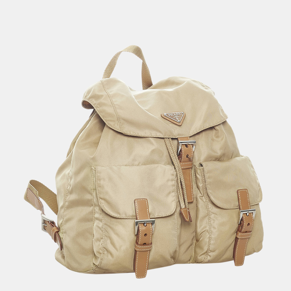 

Prada Beige/Brown Tessuto Drawstring Backpack