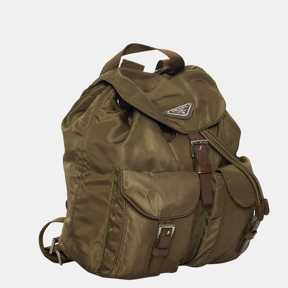 

Prada Green Tessuto Drawstring Backpack