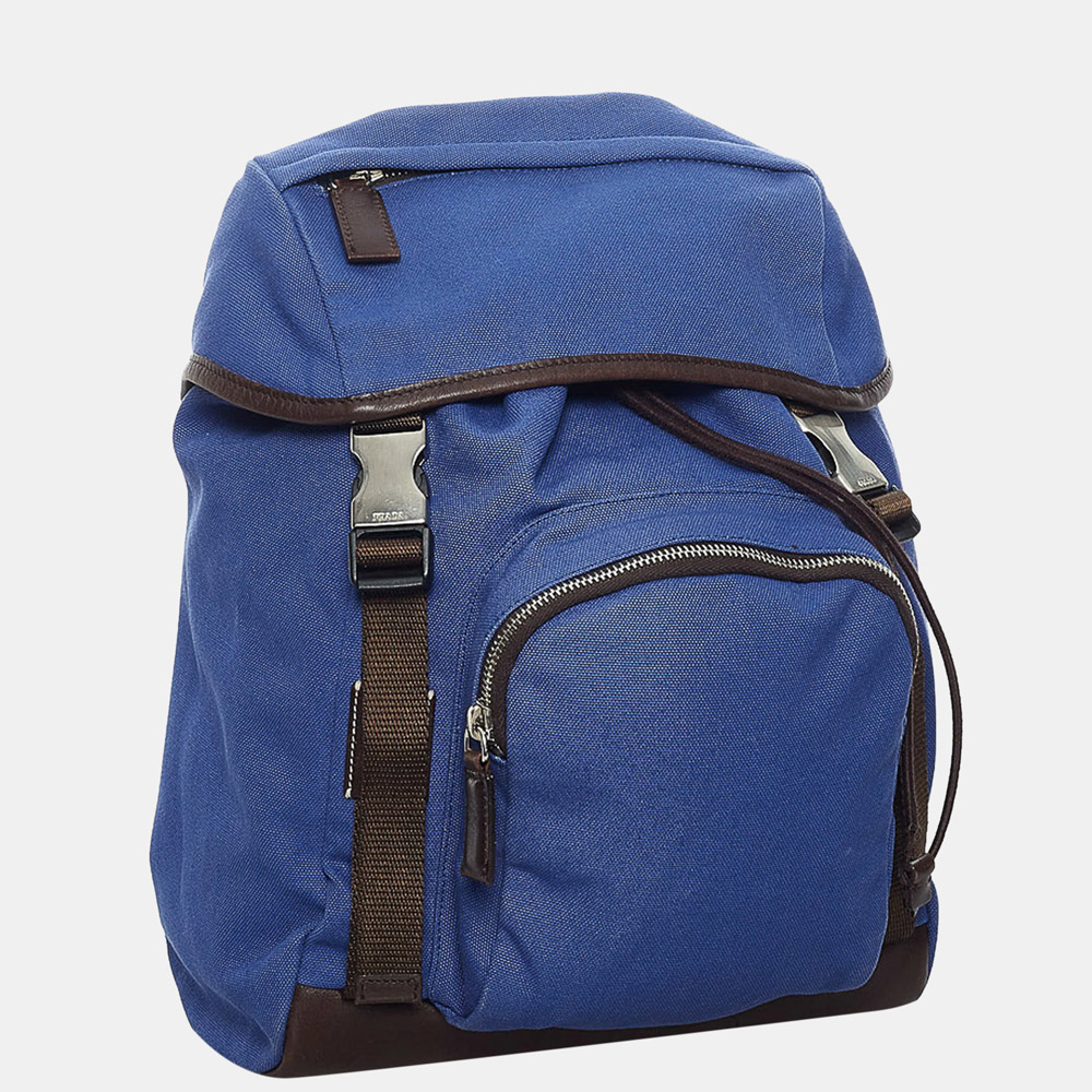 

Prada Black/Blue Tessuto Drawstring Backpack