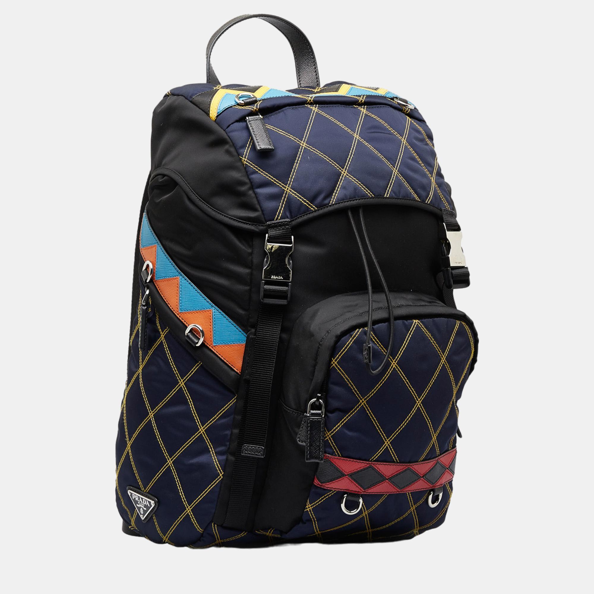

Prada Black/Navy Blue Tessuto Impuntu Backpack