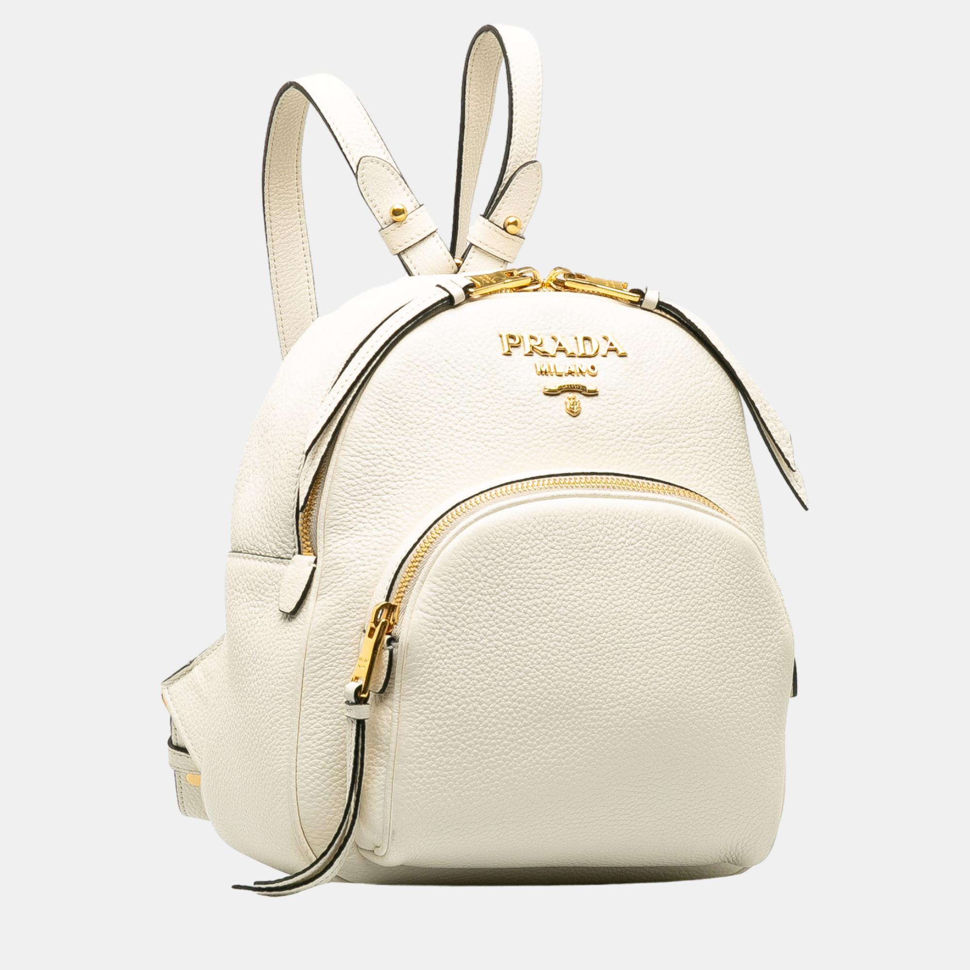 

Prada White Vitello Daino Backpack