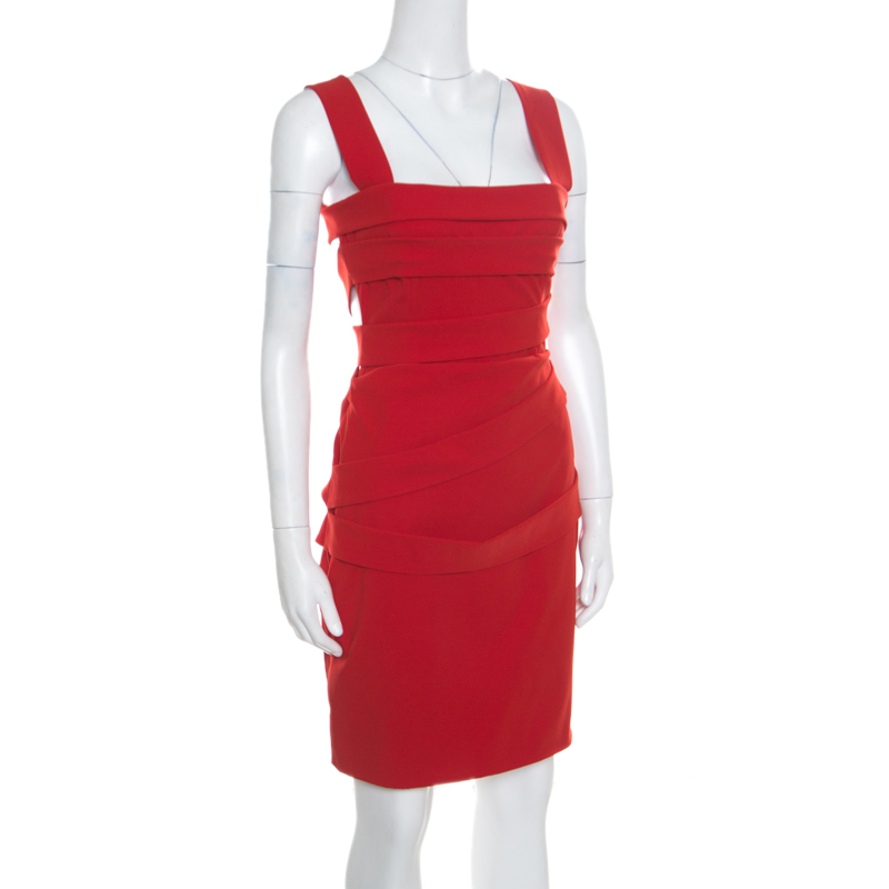 

Preen by Thornton Bregazzi Ruby Red Asymmetric Bandage Detail Dew Bodycon Dress