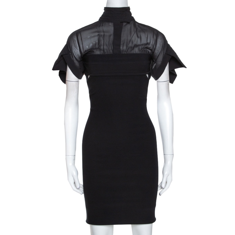 Preen by Thornton Bregazzi Black Waist Cutout Detail Fitted Dress M