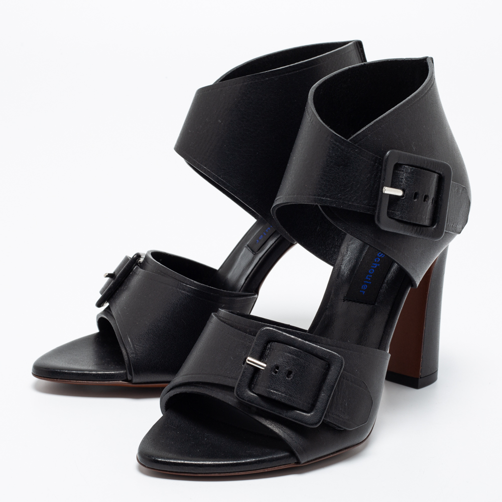 

Proenza Schouler Black Leather Buckle Detail Sandals Size