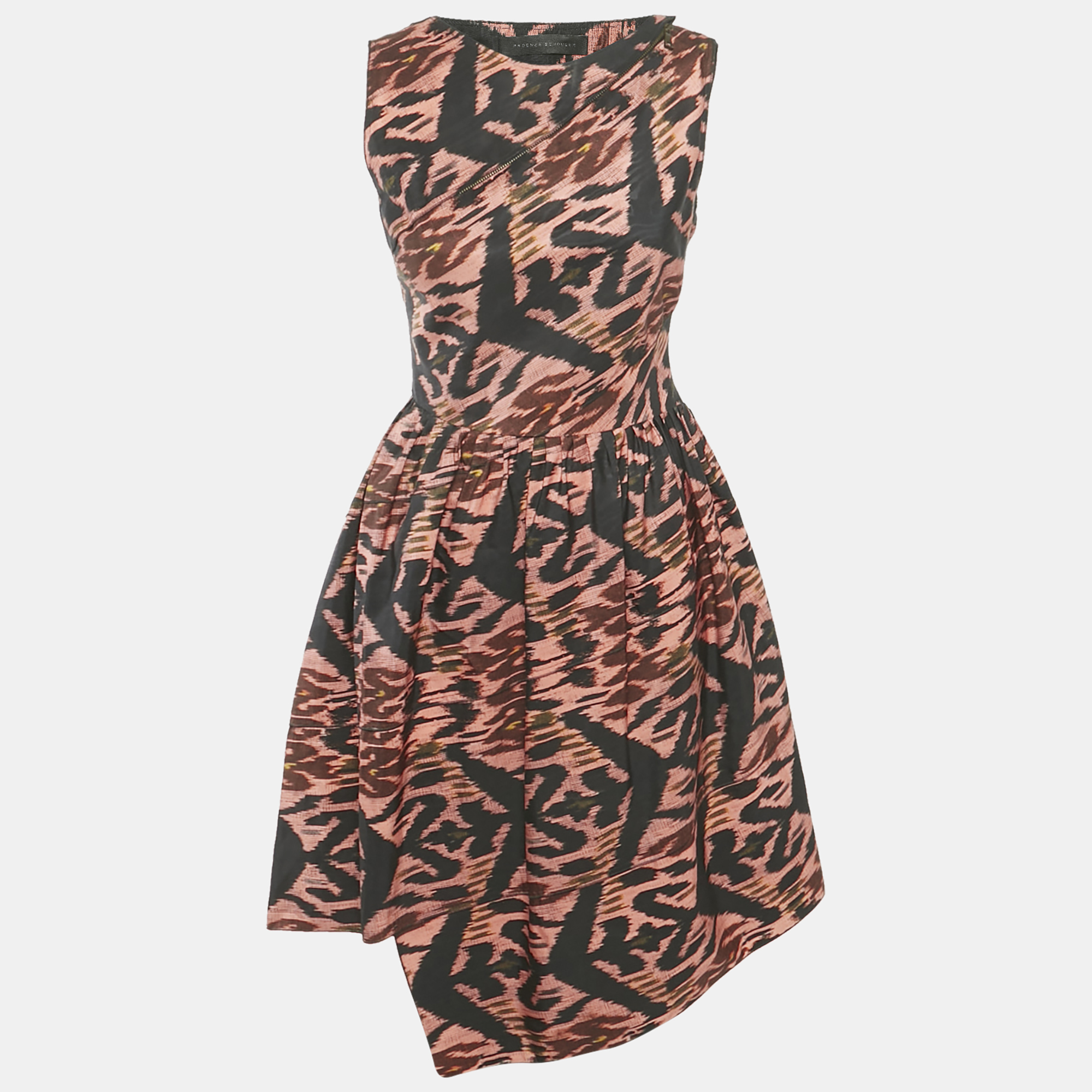 Pre-owned Proenza Schouler Black Printed Synthetic Asymmetric Midi Dress S