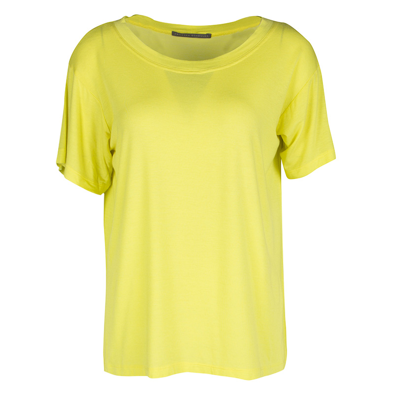 Pre Owned Proenza Schouler Yellow Short Sleeve T-Shirt S