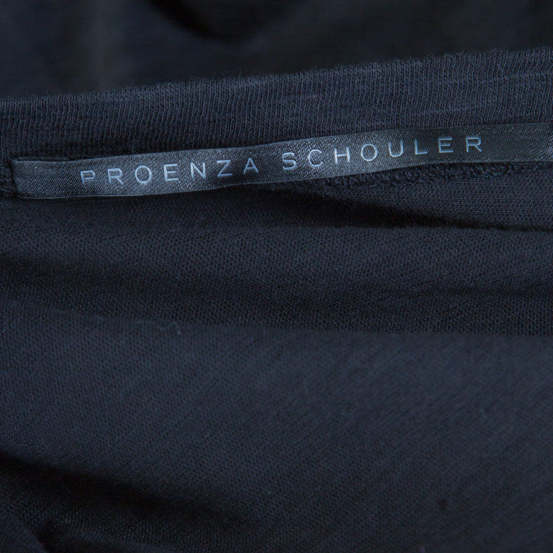 Pre-owned Proenza Schouler Black Slub Jersey Contrast Floral Print T-shirt S