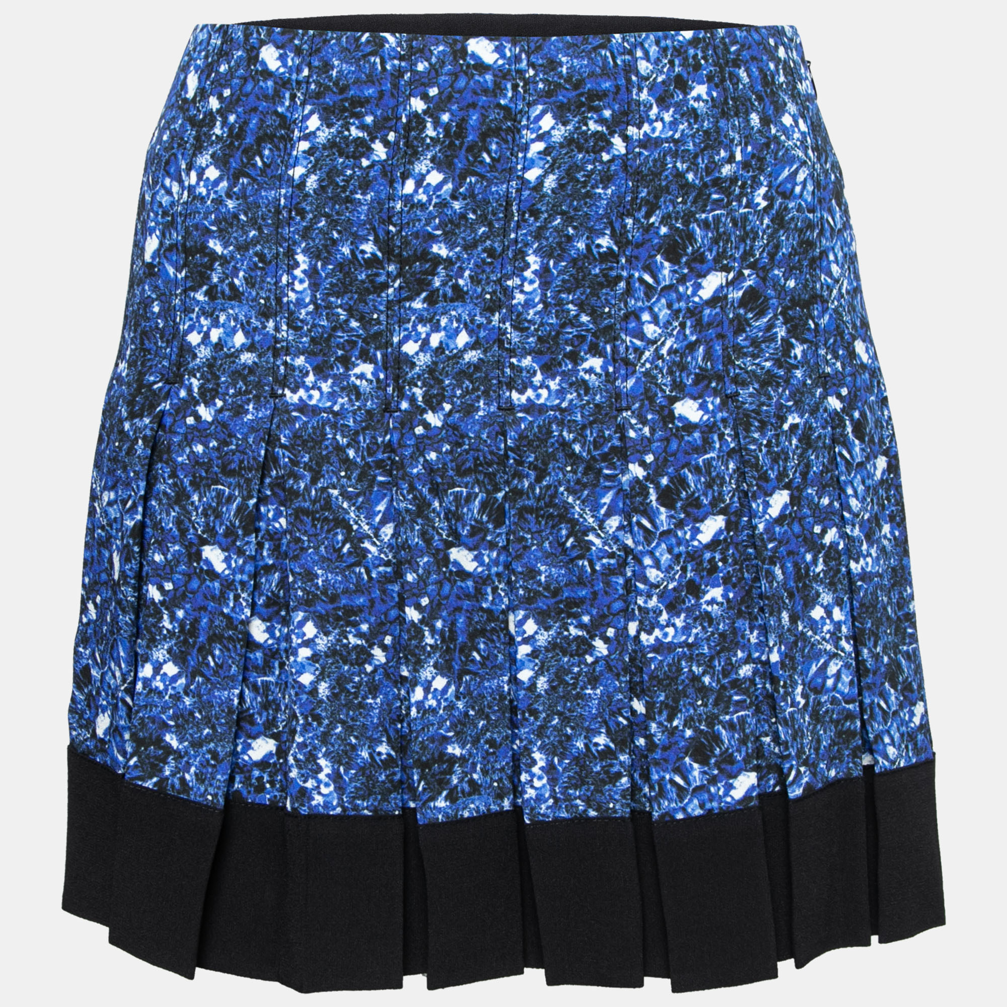 

Proenza Schouler Blue and Black Micro Printed Silk Georgette Pleated Skirt