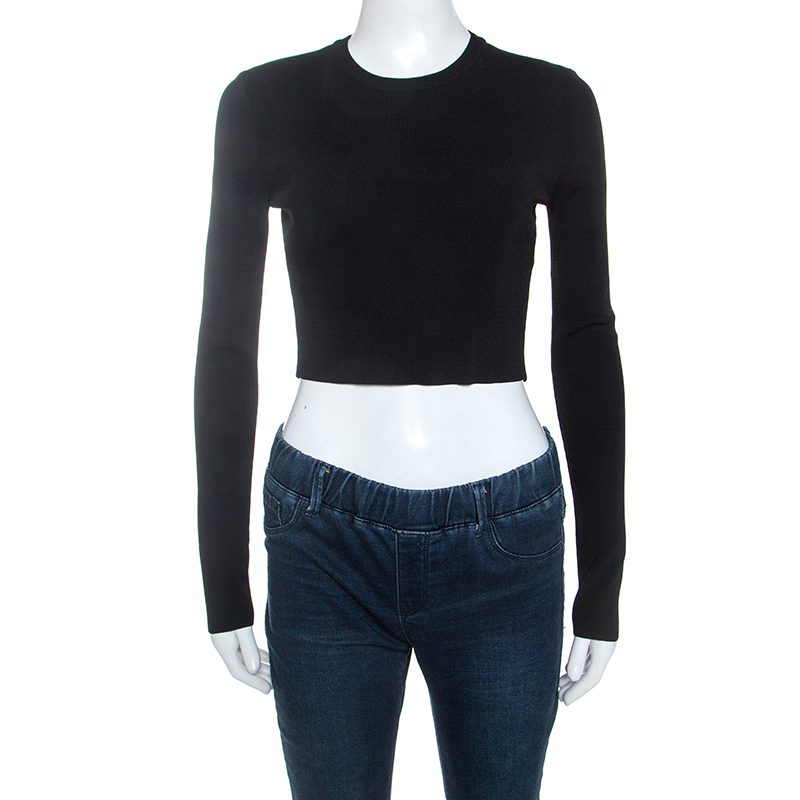 Pre Owned Proenza Schouler Black Knit Cropped Top XS