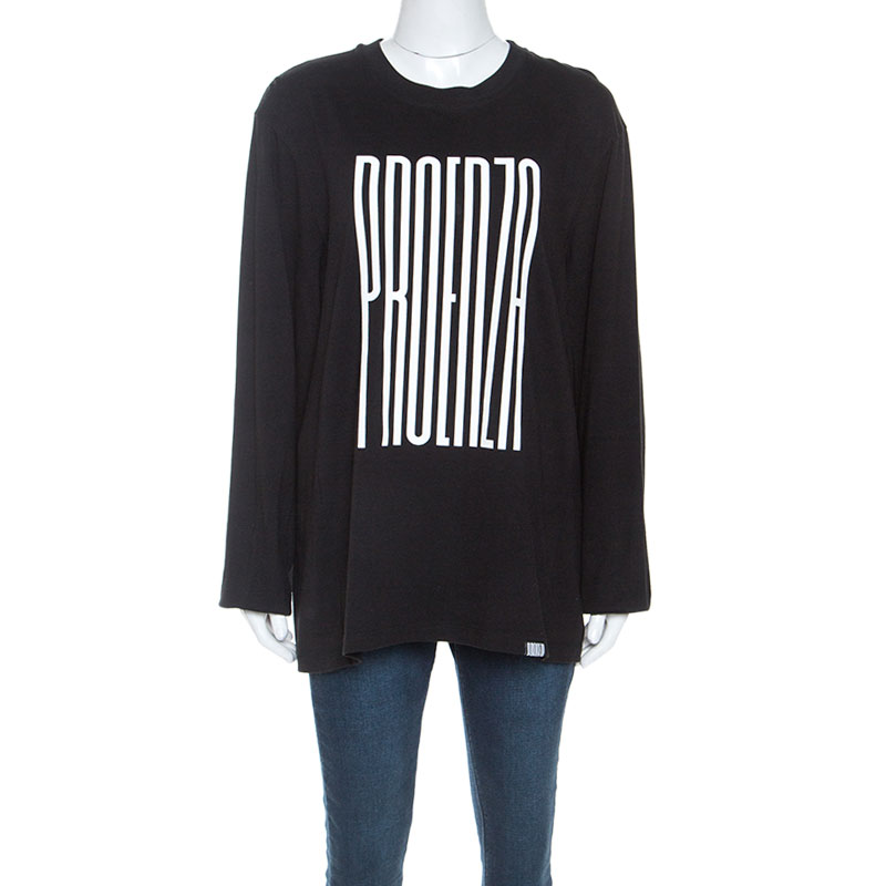 Pre Owned Proenza Schouler Black Cotton Embossed Logo Detail T-shirt M