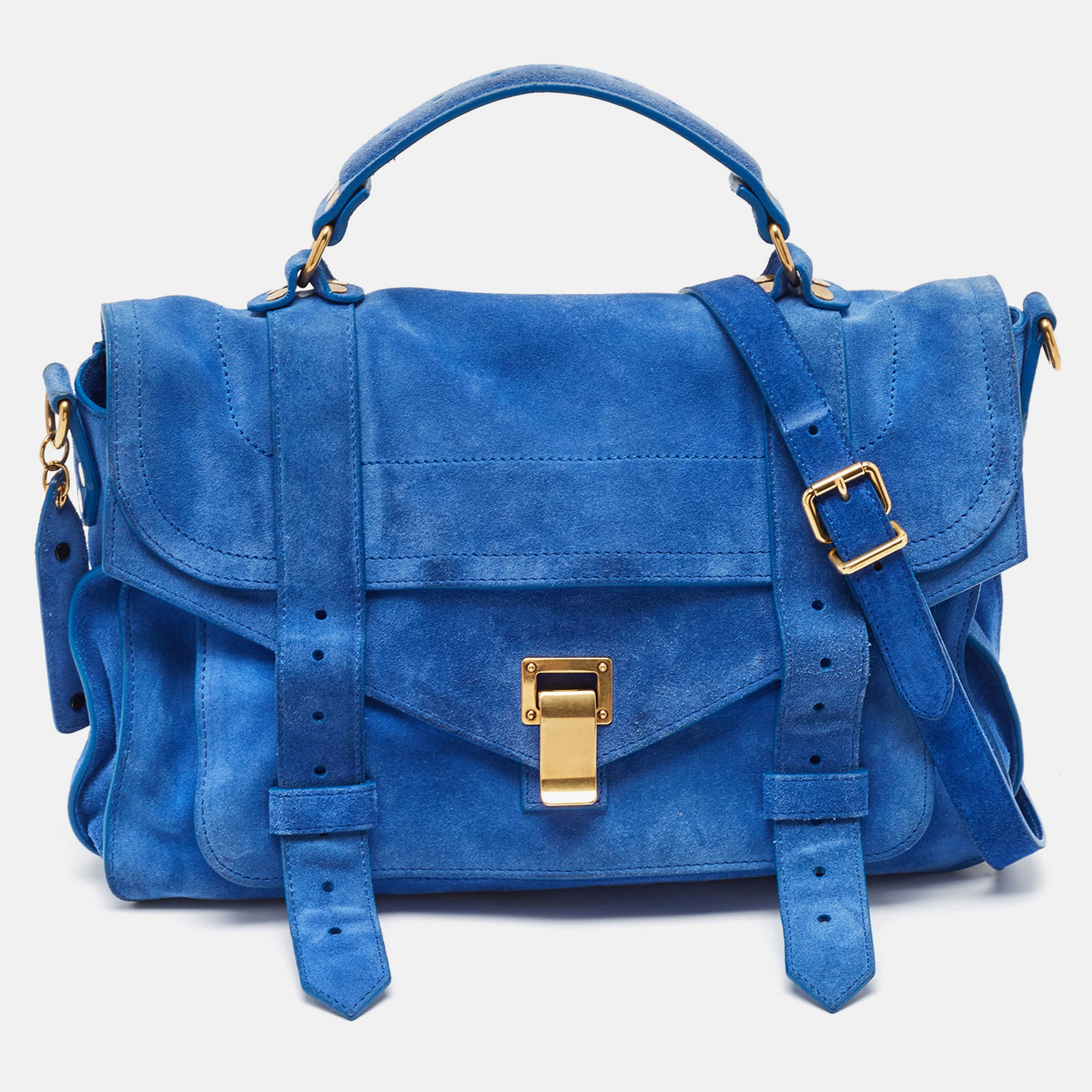 

Proenza Schouler Blue Suede PS1 Top Handle Bag