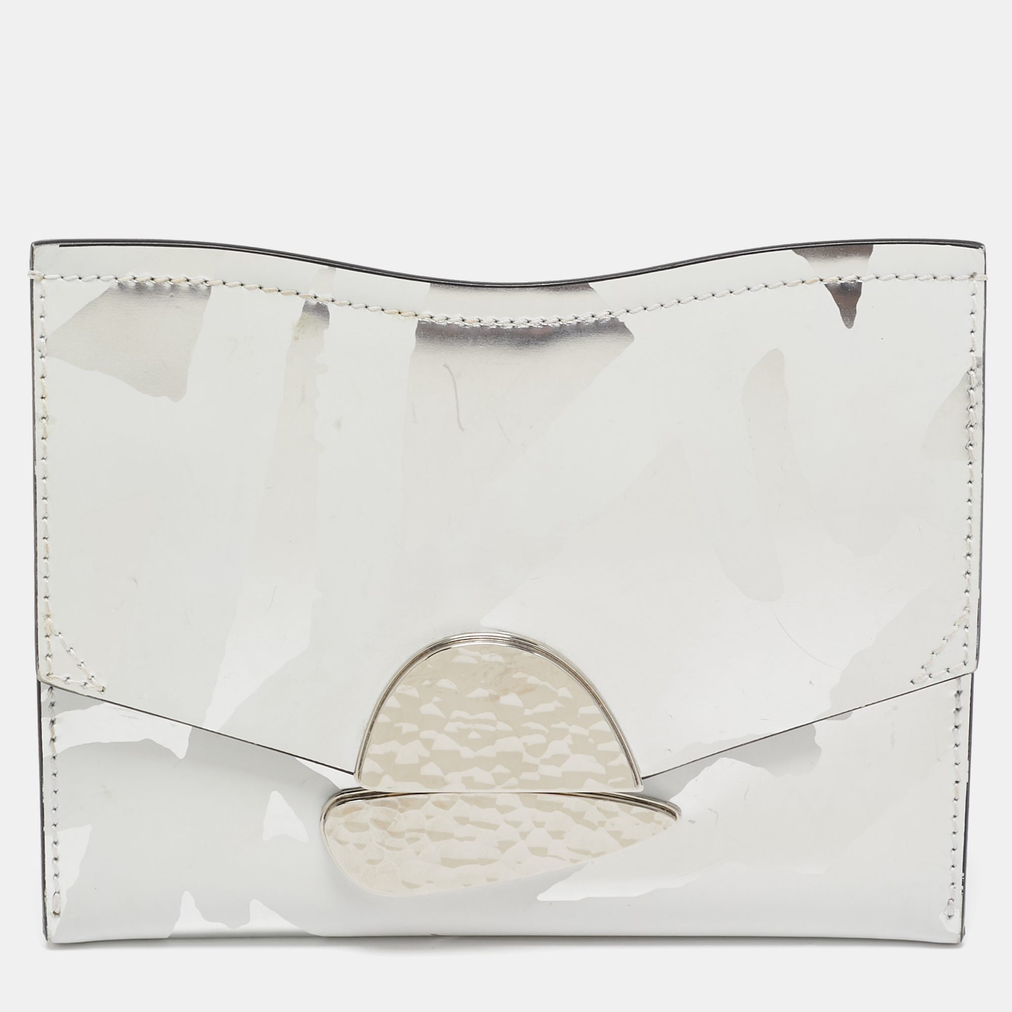 

Proenza Schouler White/Silver Leather Curl Clutch