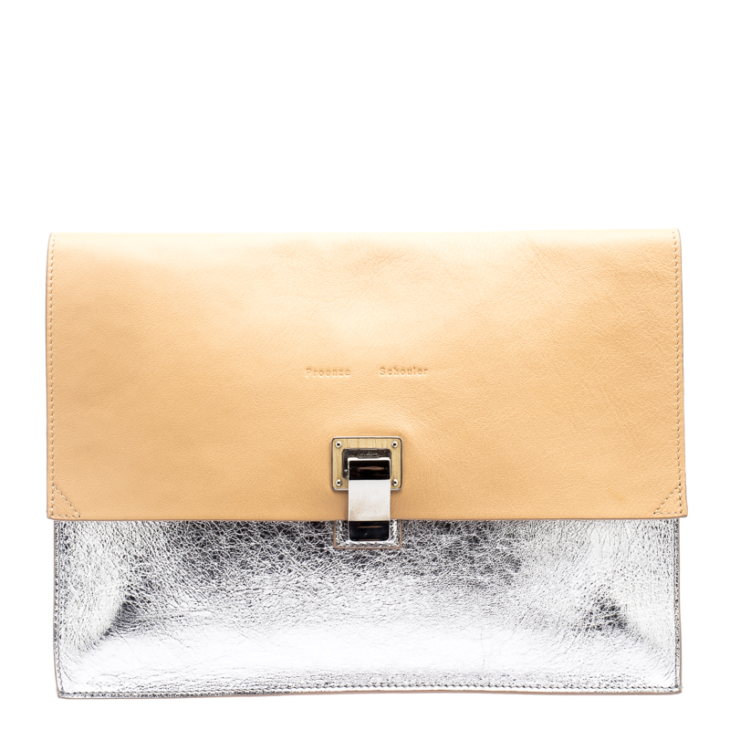 Pre Owned Proenza Schouler Bi Color Leather Lunch Clutch