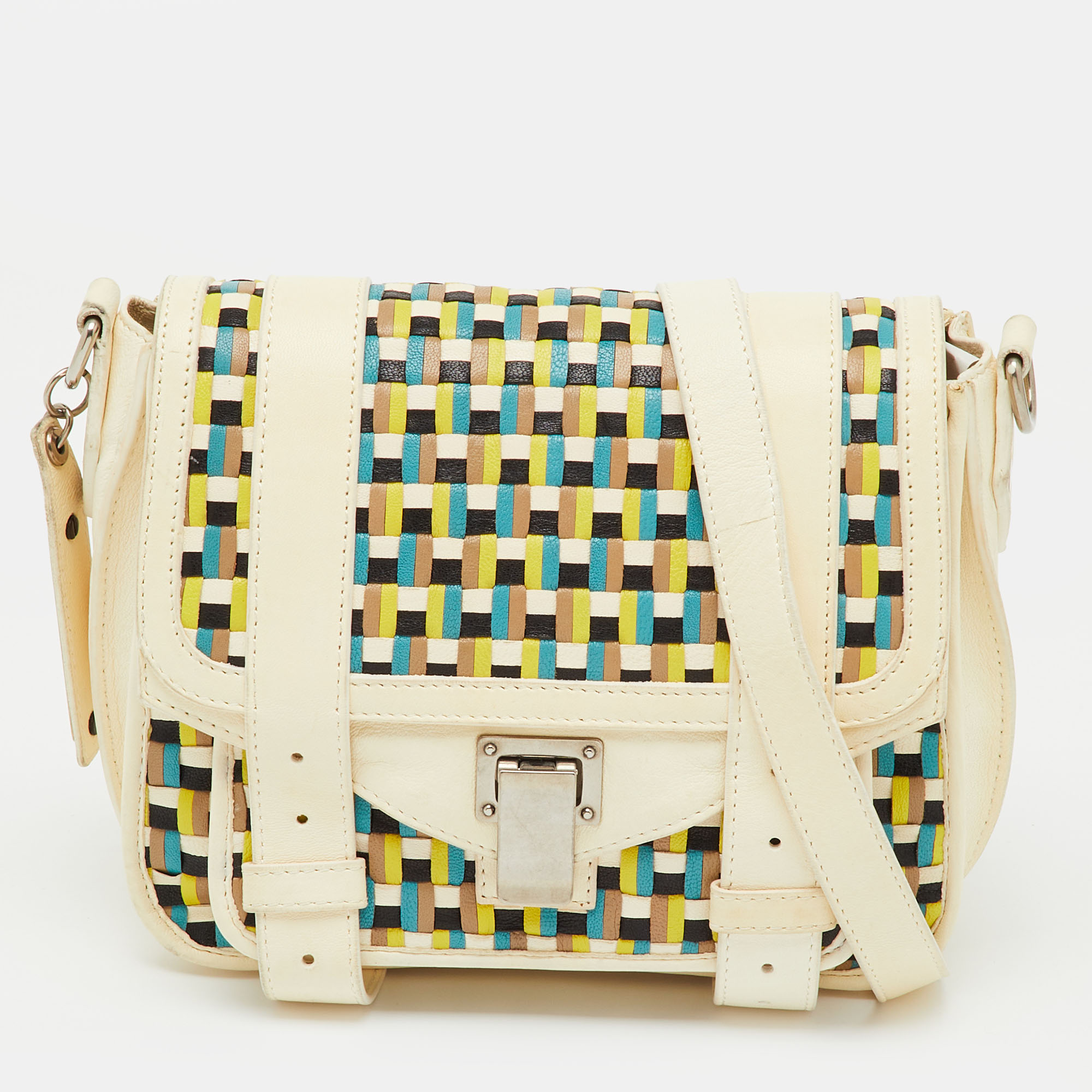 

Proenza Schouler Multicolor Woven Leather Mini PS1 Crossbody Bag