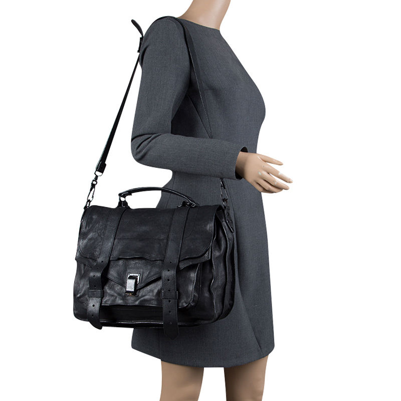 

Proenza Schouler Black Leather Large PS1 Top Handle Bag