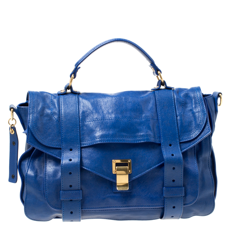 Proenza Schouler Royal Blue Leather Medium PS1 Top Handle Bag