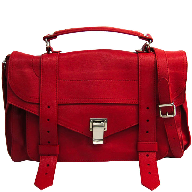 Proenza Schouler Red Leather Ps1 Satchel Bag