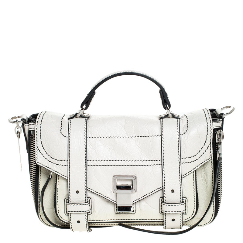 Pre Owned Proenza Schouler Cream Leather PS1 Top Handle Bag