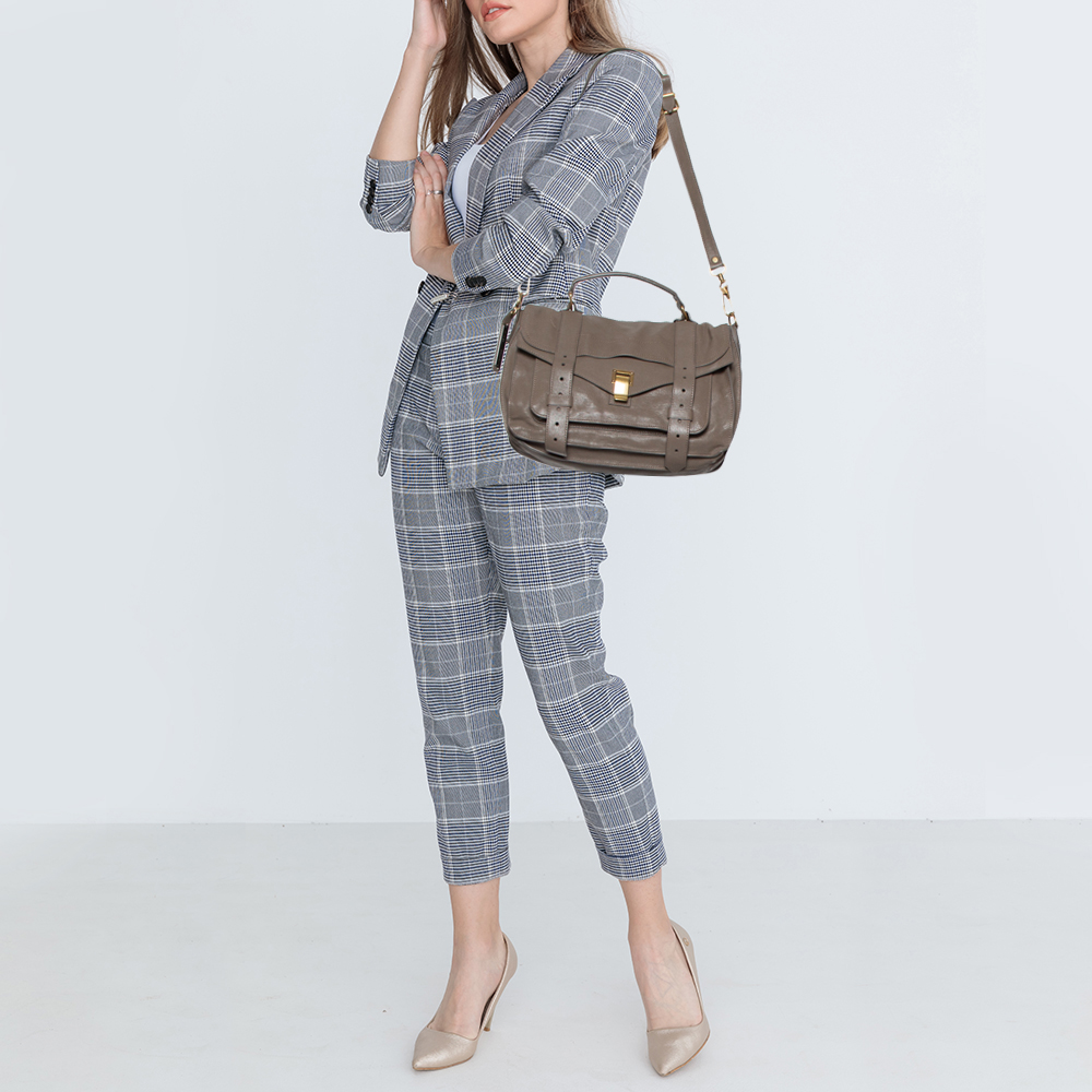 

Proenza Schouler Grey Leather Medium PS1 Top Handle Bag