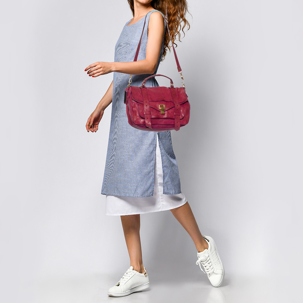 

Proenza Schouler Magenta Leather Medium PS1 Top Handle Bag, Pink