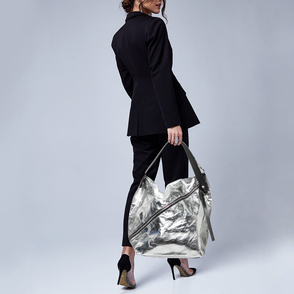 

Proenza Schouler Silver Leather Shoulder Bag