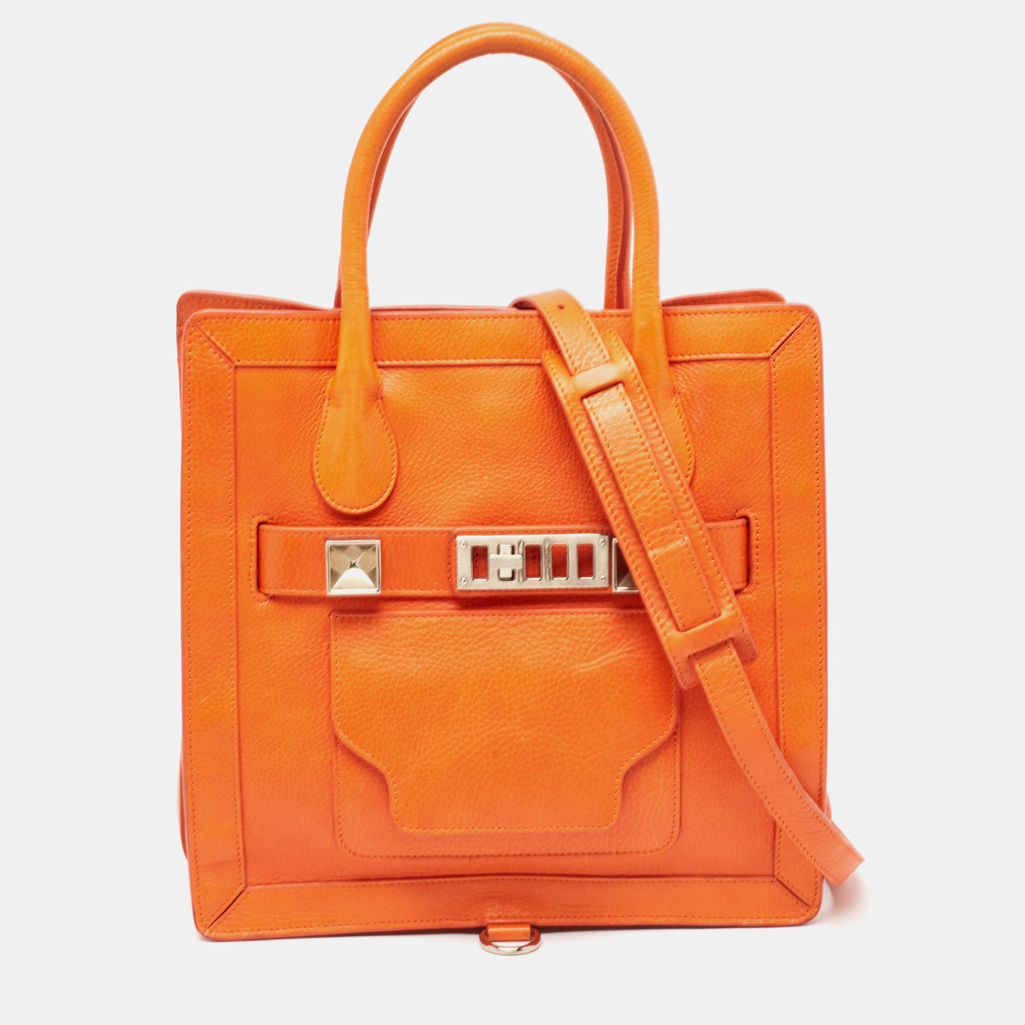 Pre-owned Proenza Schouler Orange Leather Ps11 Tote