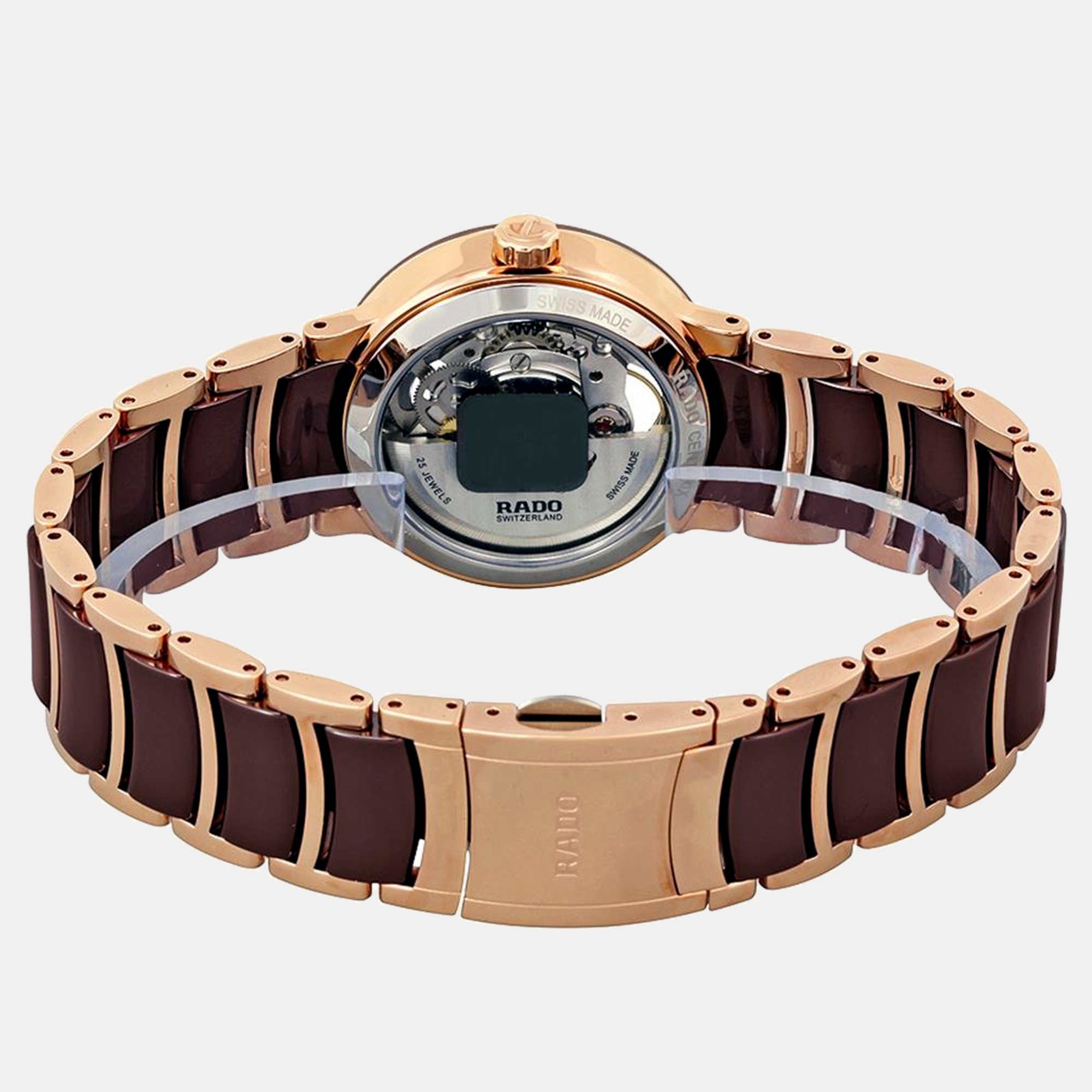 

Rado Brown High-Tech Ceramic Stainless Steel Centrix Open Heart R30248712 Women's Wristwatch 33 mm