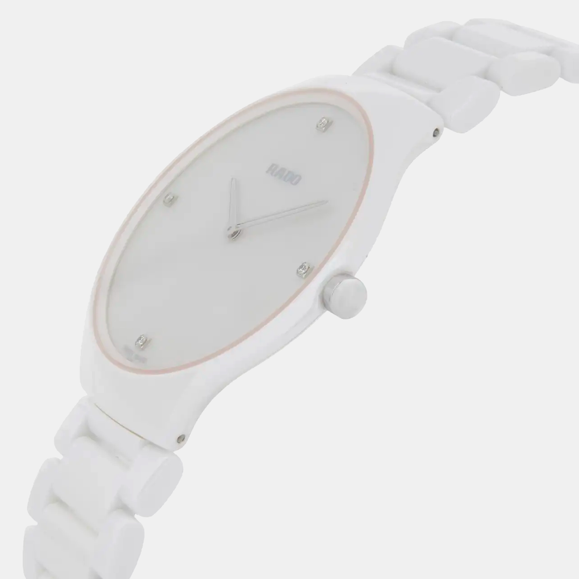 

Rado White Mother Pearl Diamond High-Tech Ceramic True Thinline R27958902 Women's Wristwatch 30 mm