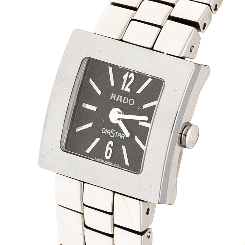 

Rado Grey Stainless Steel Carbon Carbide Diastar R18682153 Women's Wristwatch, Silver