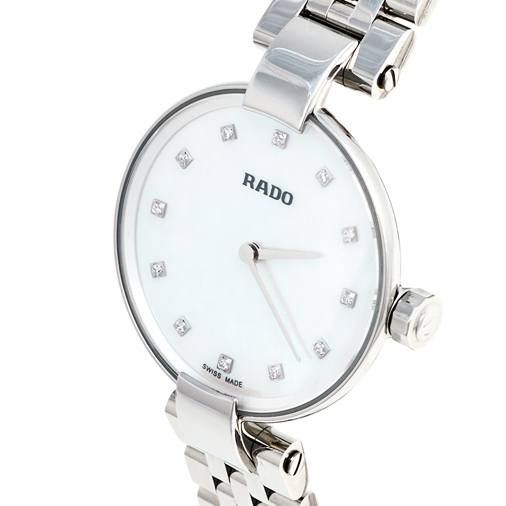 

Rado Mother of Pearl Stainless Steel Coupole Diamonds R22854929 Women's Wristwatch, Silver