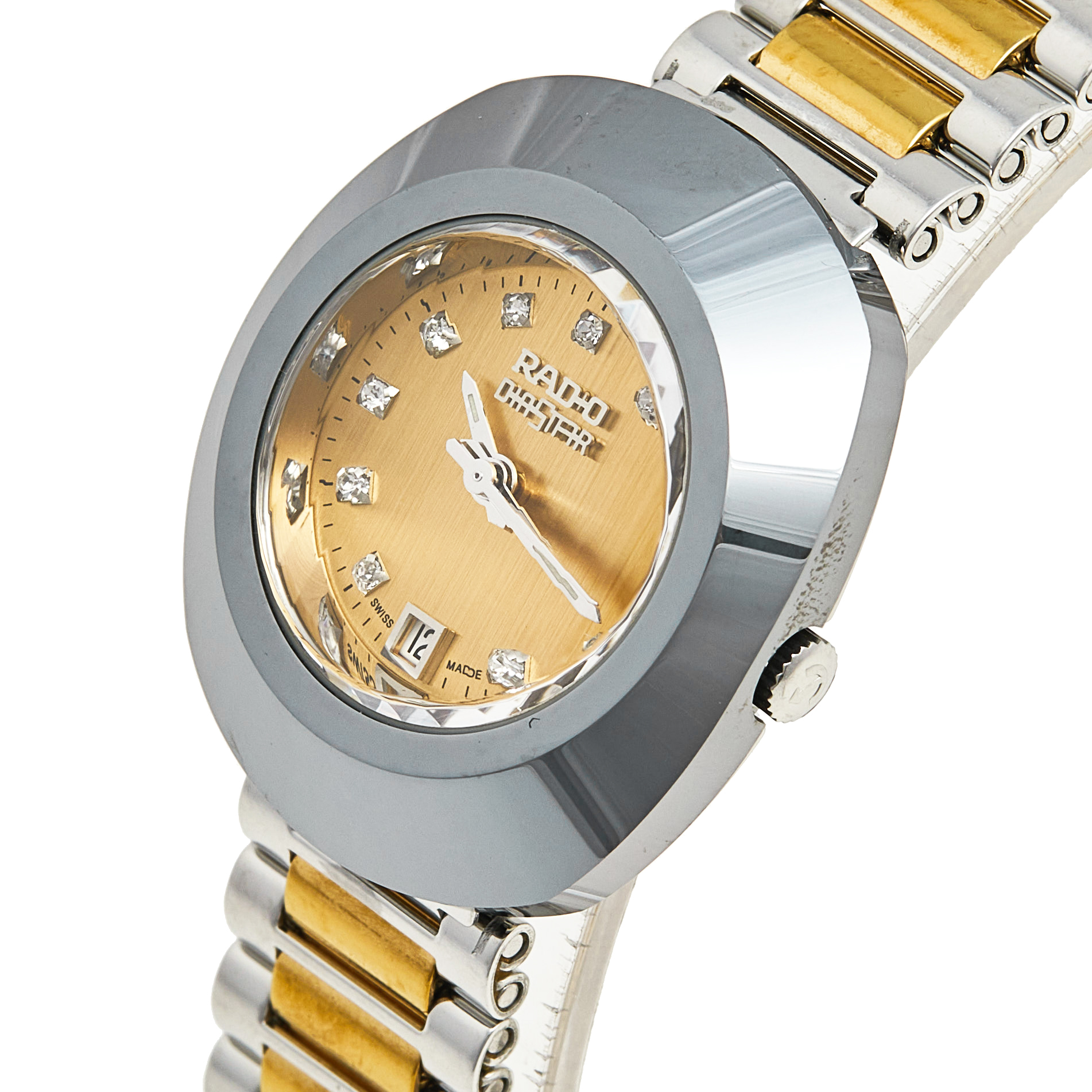 

Rado Champagne Tungsten Carbide Two-Tone Stainless Steel Diastar R12307304 Women's Wristwatch, Silver