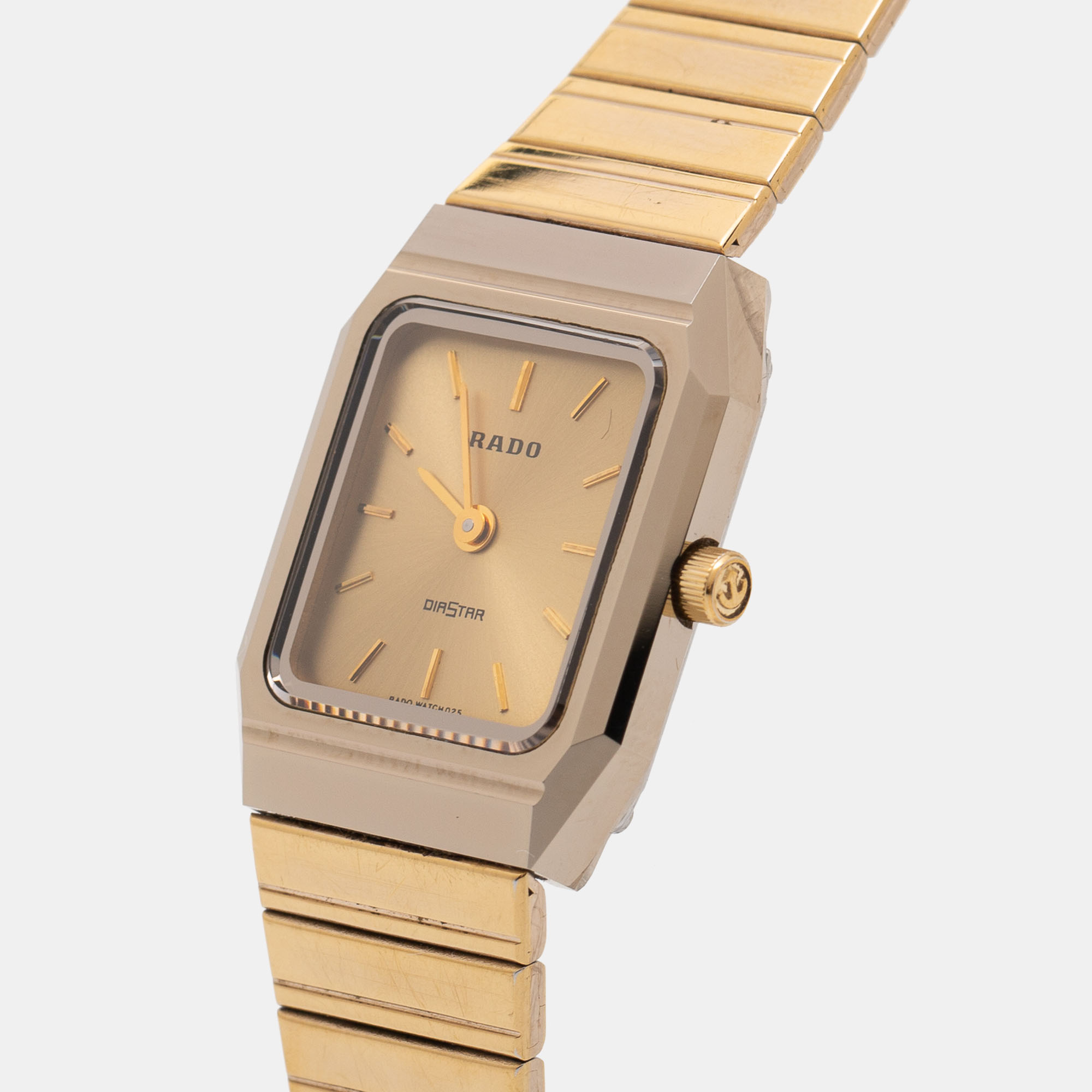 

Rado Champagne Gold Plated Stainless Steel Tungsten Carbide Diastar R1027101706 Women's Wristwatch