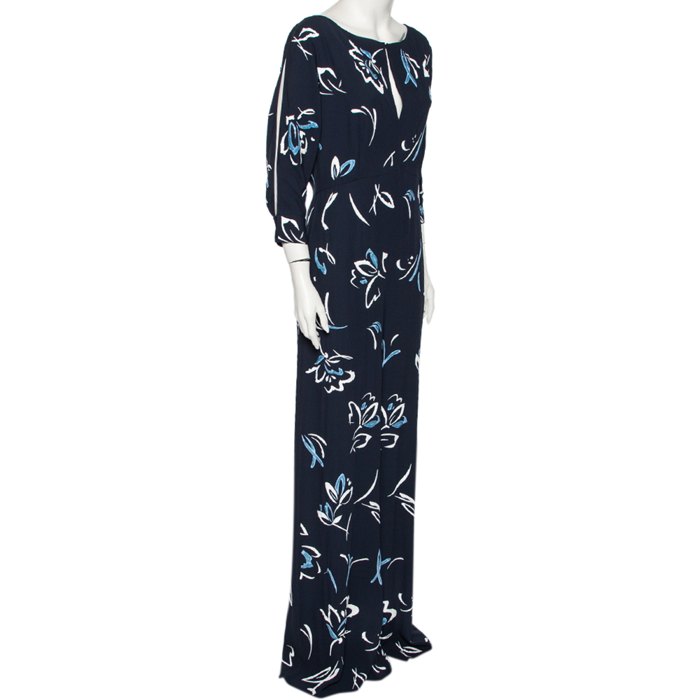 

Ralph Lauren Midnight Blue Embellished Crepe Hollins Jumpsuit