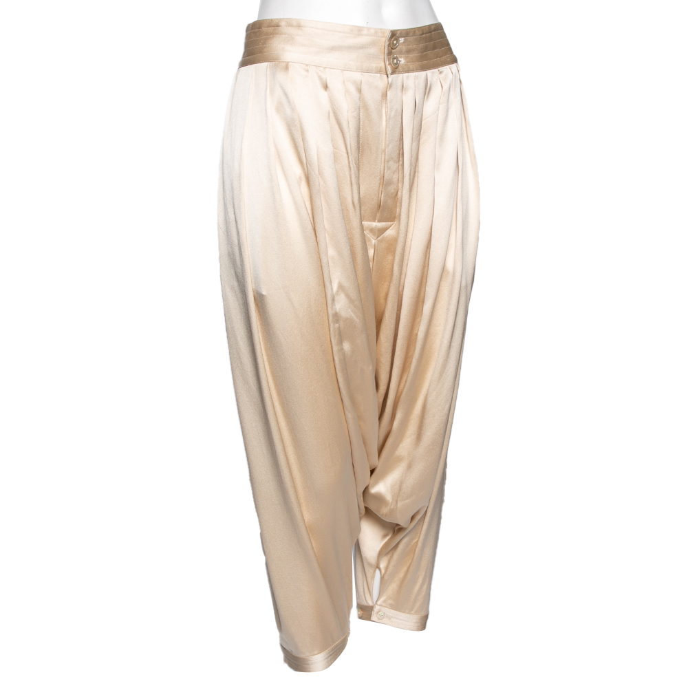 

Ralph Lauren Collection Cream Silk Satin Pleated Harem Pants