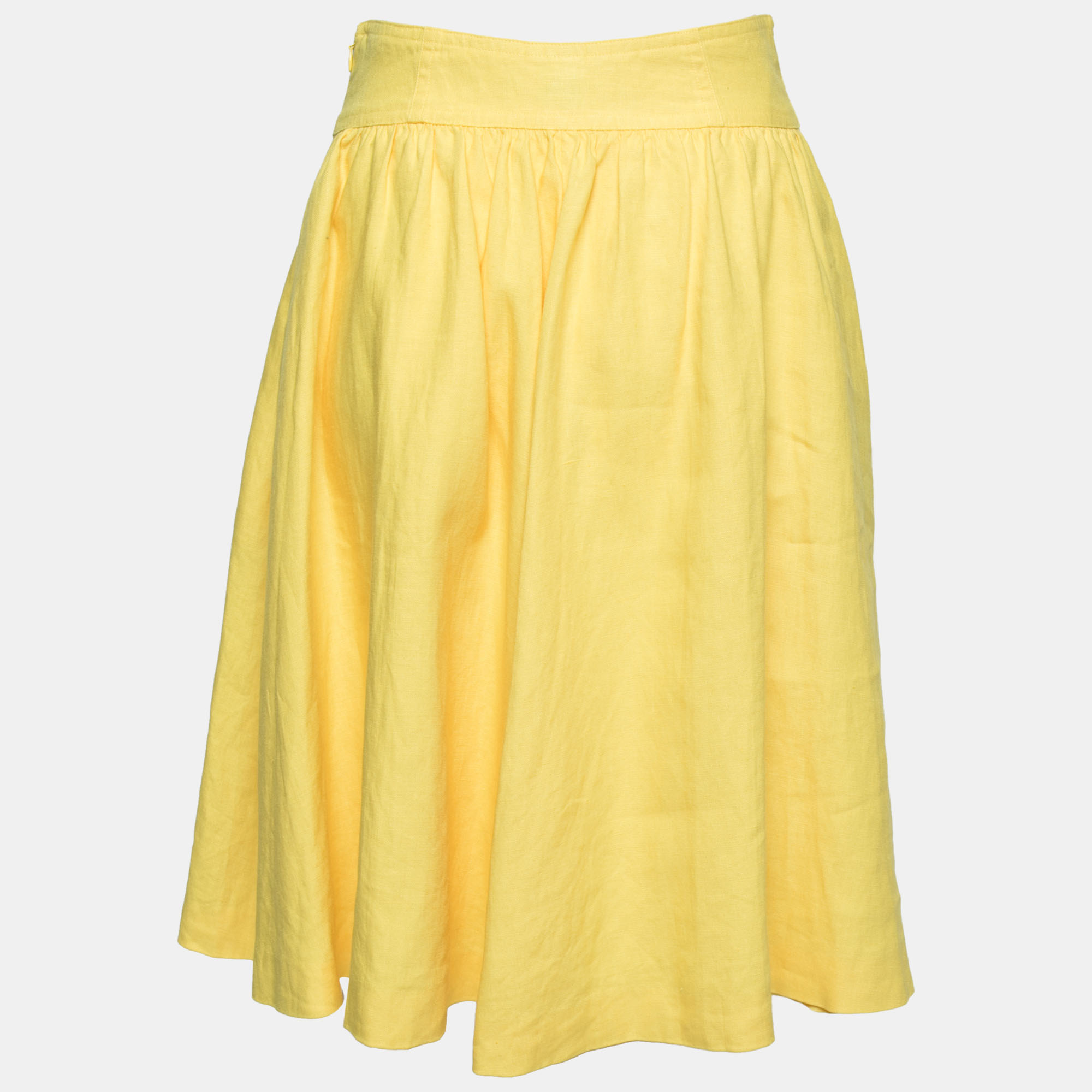 

Ralph Lauren Collection Yellow Linen Flared Skirt