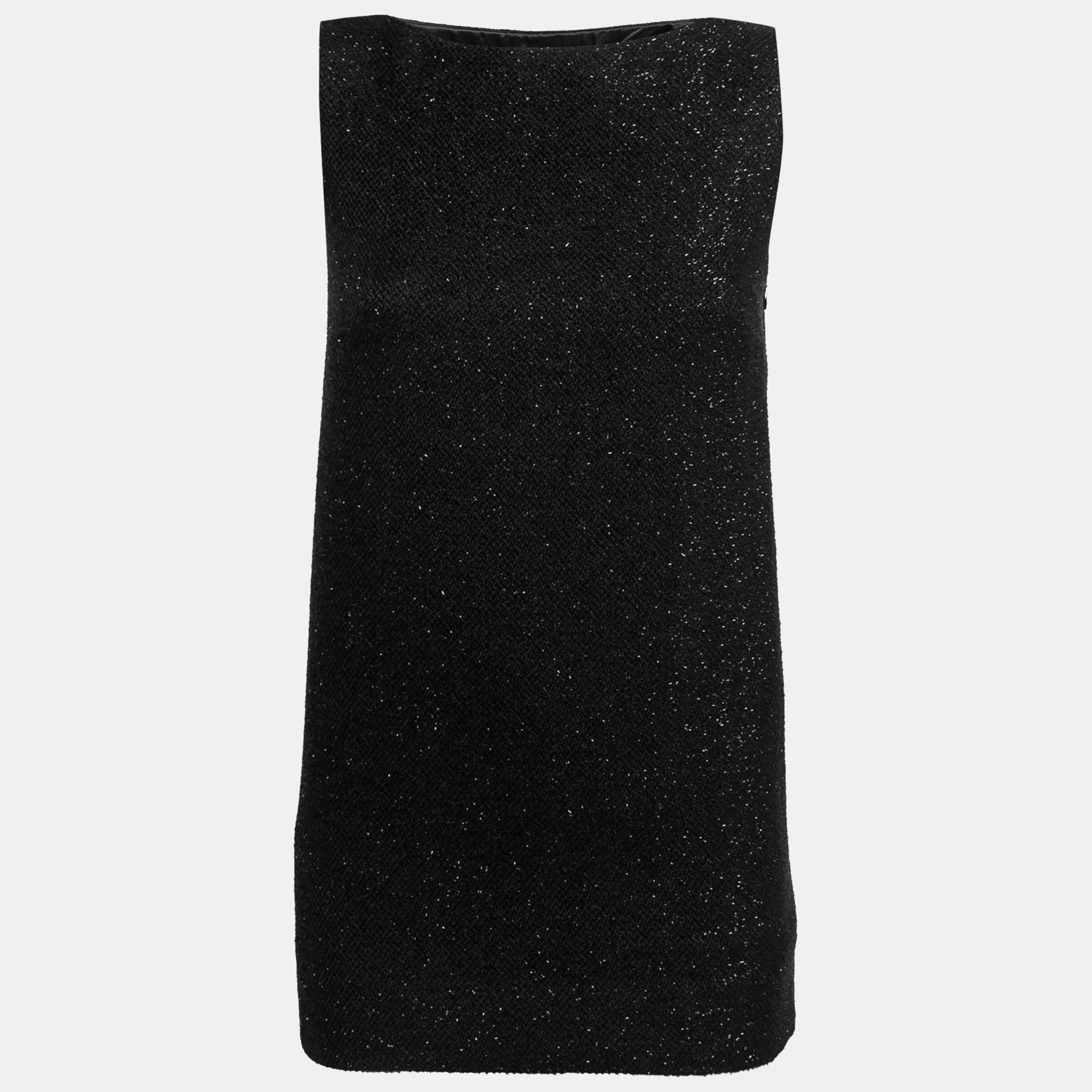 Pre-owned Ralph Lauren Black Wool Sleeveless Mini Dress M