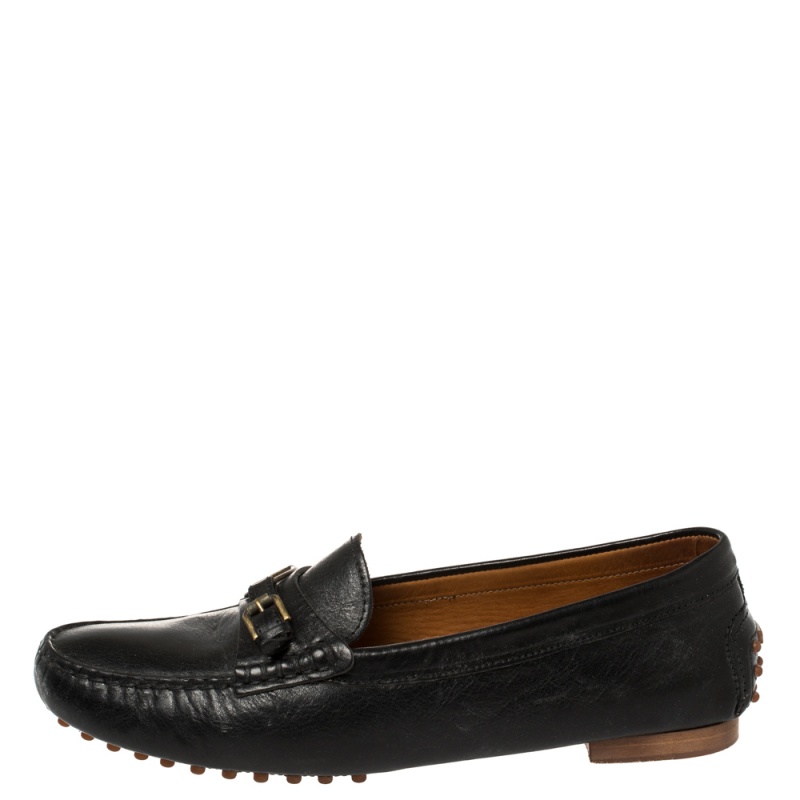 

Ralph Lauren Collection Black Leather Slip On Loafers Size