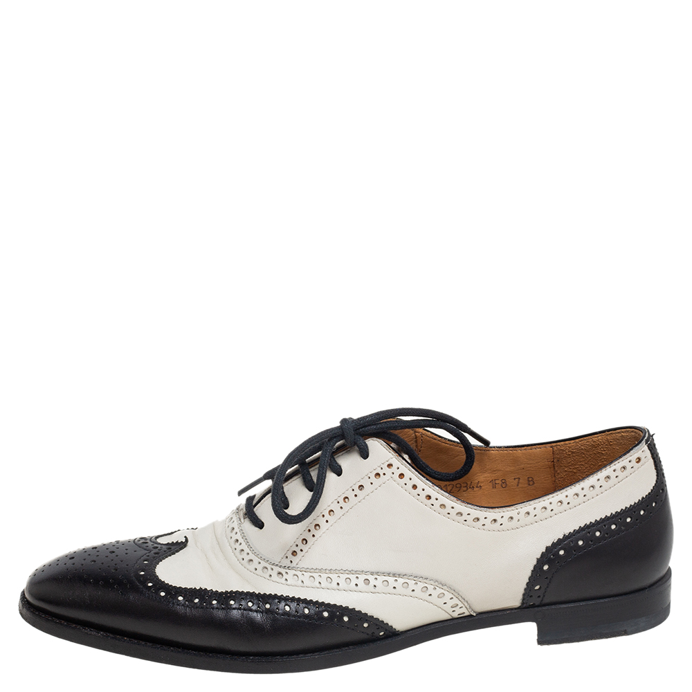 

Ralph Lauren Collection White/Black Brogue Leather Oxfords Size