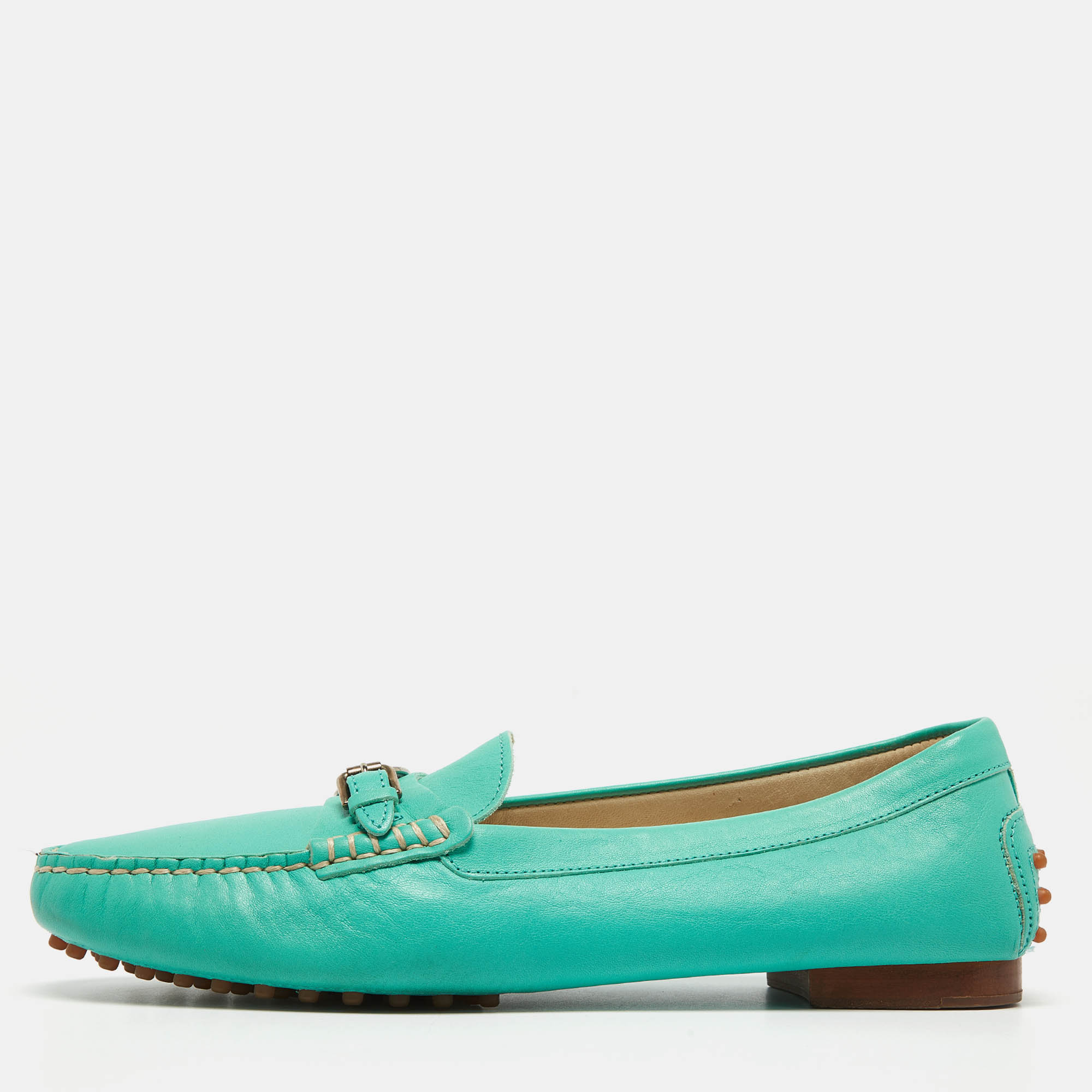 

Ralph Lauren Collection Tiffany Blue Leather Buckle Loafers Size, Green