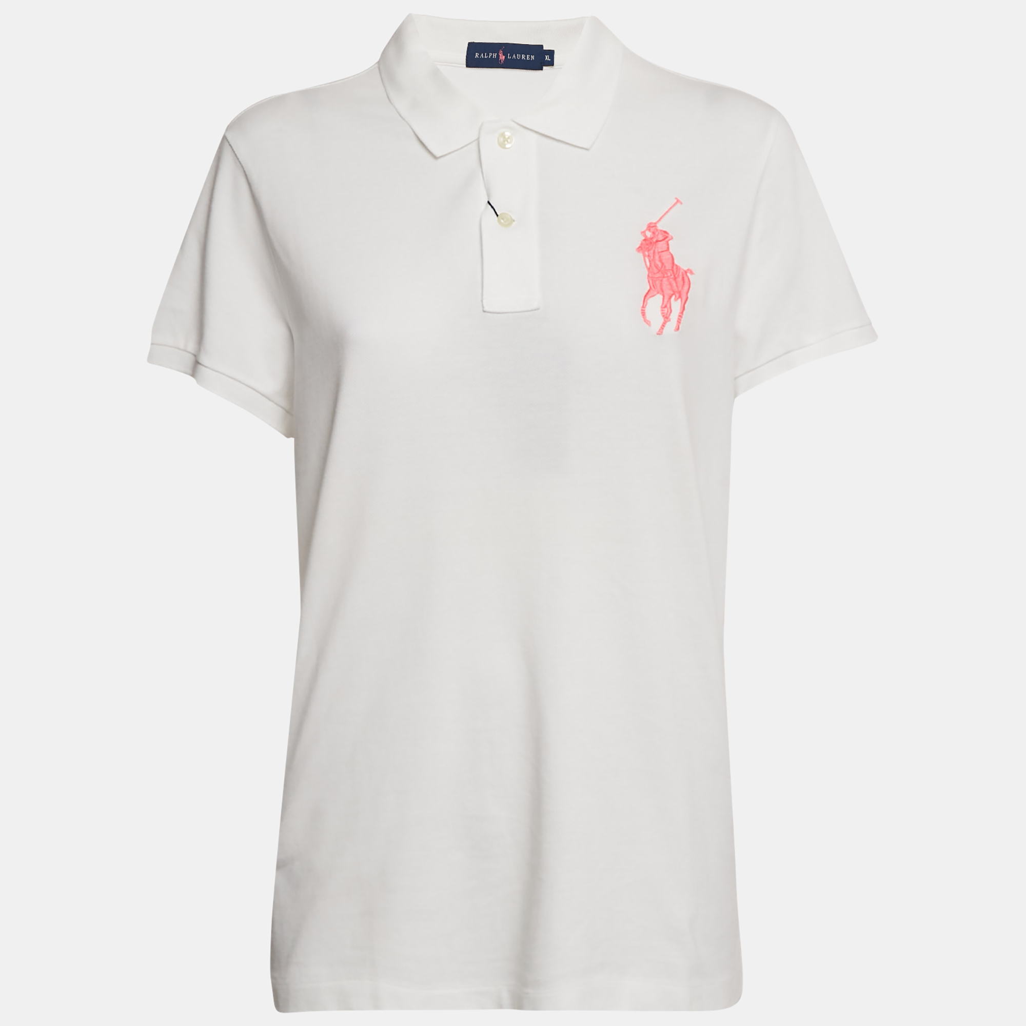 

Ralph Lauren White Cotton Pique Pink Pony Polo T-Shirt XL