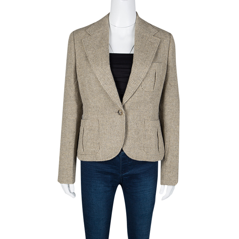 

Ralph Lauren Beige Herringbone Pattern Blazer