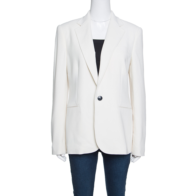 Pre Owned Ralph Lauren Off White Wool Portia Blazer L
